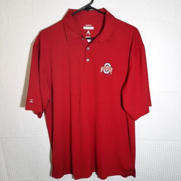 Antigua Ohio State Men’s L Polo Shirt Red Desert Dry NCAA Golf Performance - Picture 1 of 4